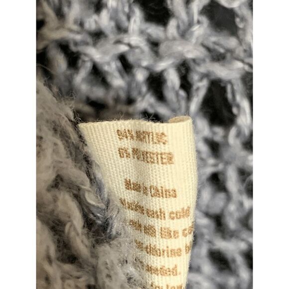 Decree Womens Sweater Scoop Neck Quarter Sleeve Open Knit Gray Small - Picture 2 of 8